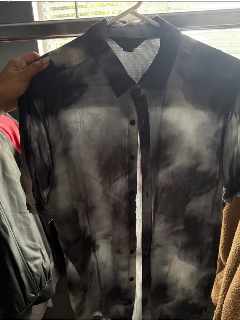 Mi Vintage Re-Mastered Black Sheer Button Collar Shirt